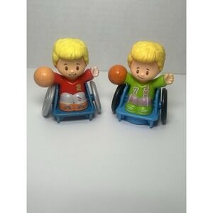 Fisher Price Little People Josh In Wheelchair Basketball Buddies Lot Of 2 Mattel